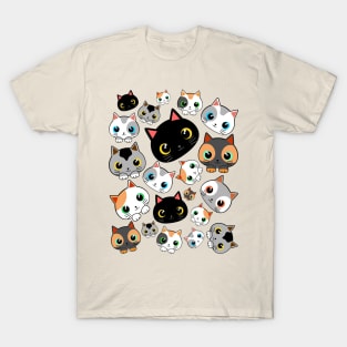 Kitty Cats Kawaii Cute Characters Childhood Pattern T-Shirt